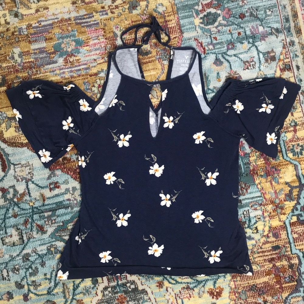 American Eagle | Navy Soft & Sexy Crepe Top